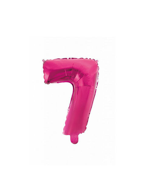 Balon foliowy Figurka 7 różowy 41 cm ze słomką