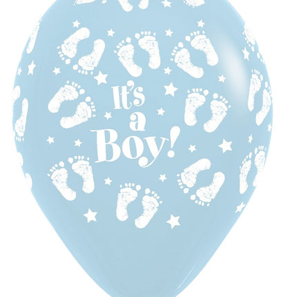 Balony It's a Boy Footprint Pastel Matte Blue 30cm 25szt