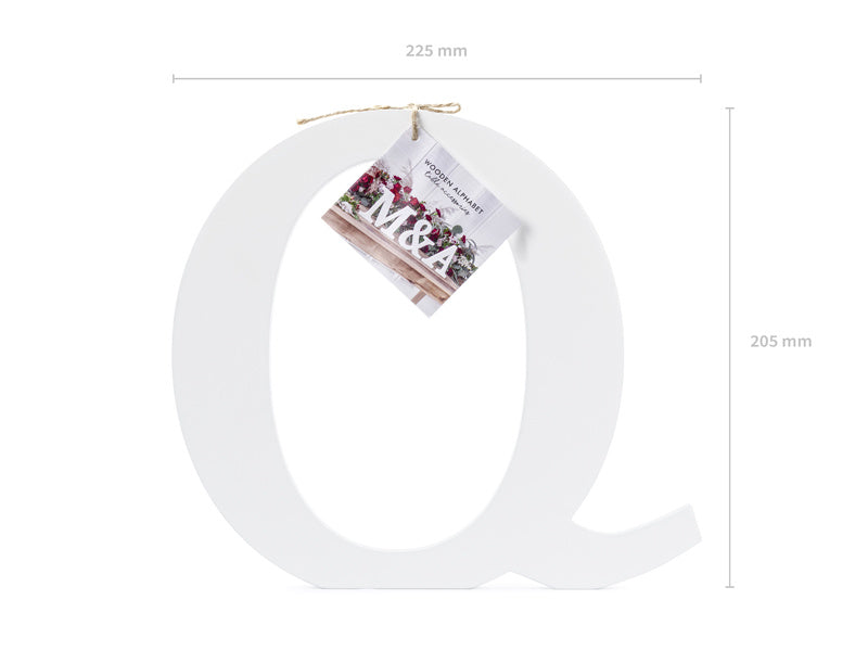 Biała litera Q Drewno 22,5 cm