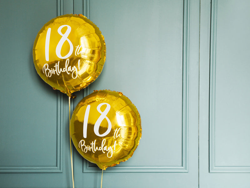 Balon helowy na 18 urodziny złoty pusty 45cm