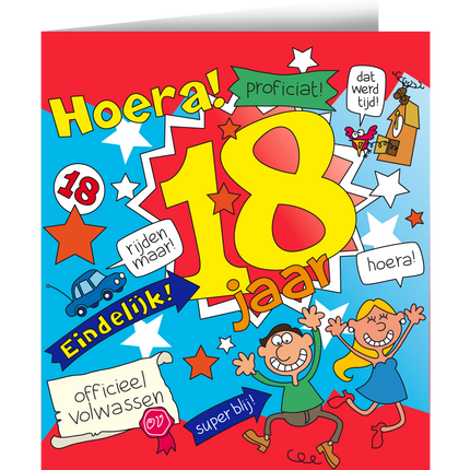 Kartka urodzinowa 18 lat Kreskówka 16,5 cm