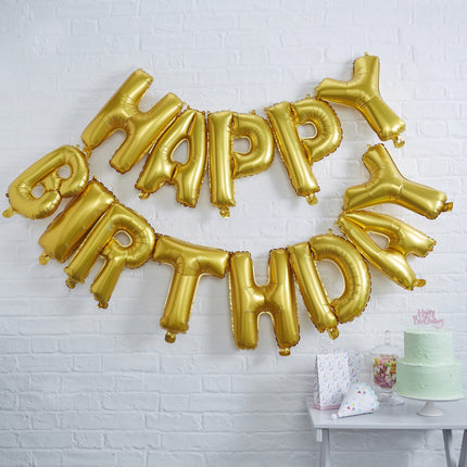 Zestaw złotych balonów urodzinowych 35 cm