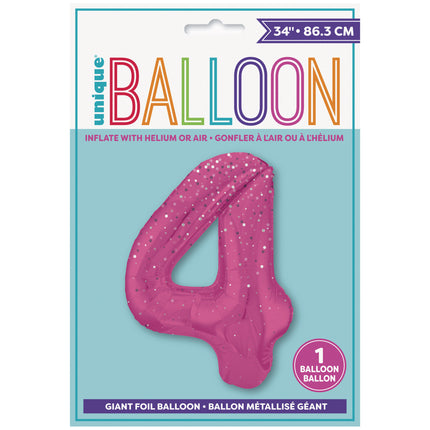 Balon z figurką na 4 lata różowe kropki 86 cm