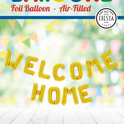 Zestaw balonów z literami Welcome Home Gold