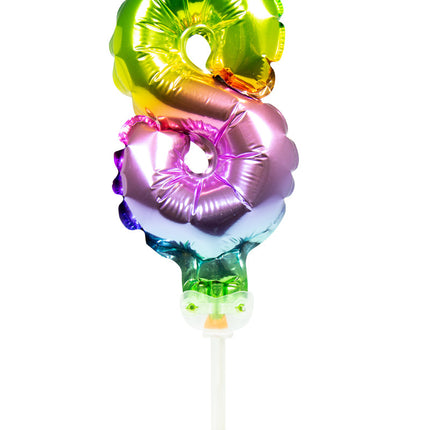 Balon foliowy Figurka 8 Rainbow 13cm z patyczkiem