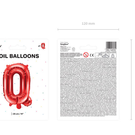 Balon foliowy litera Q czerwony pusty 35cm