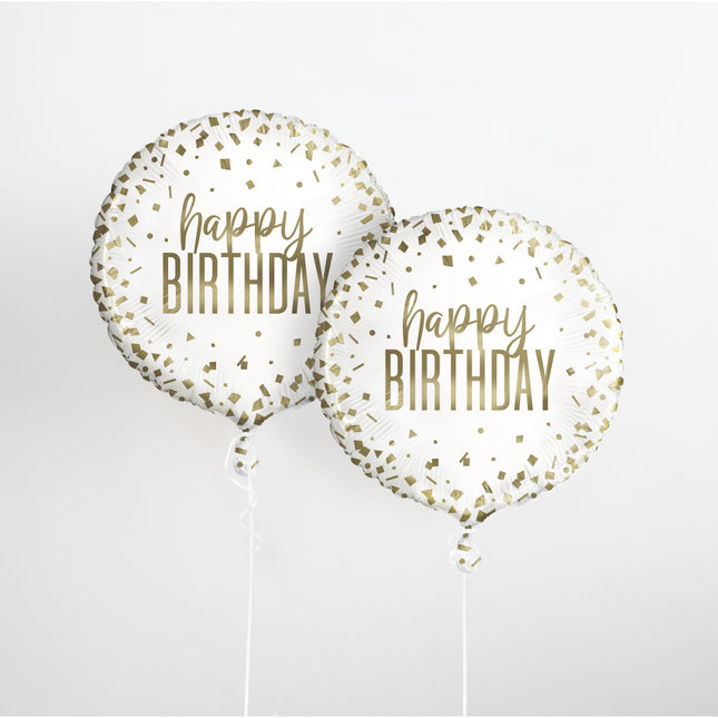Balon helowy Happy Birthday złoty 45 cm pusty
