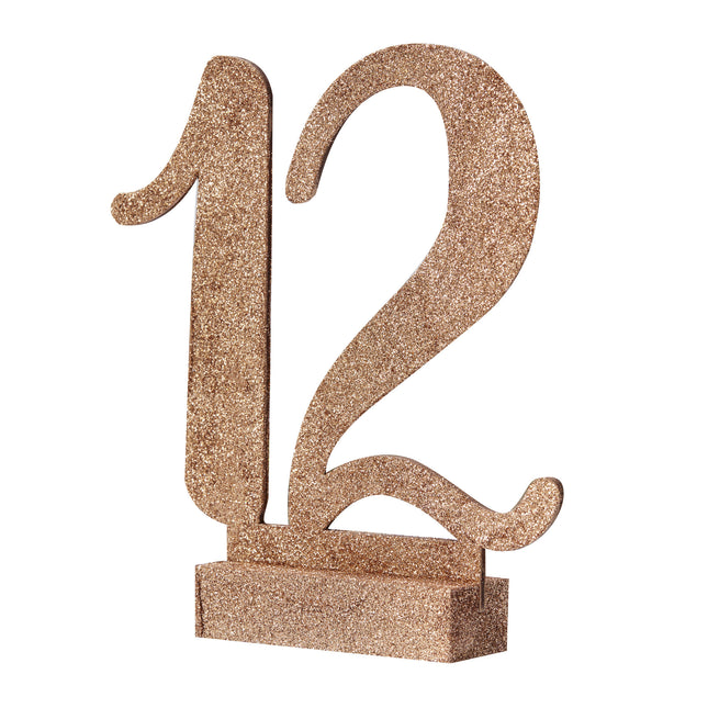 Złote numerki na stół Drewno 15cm 12szt