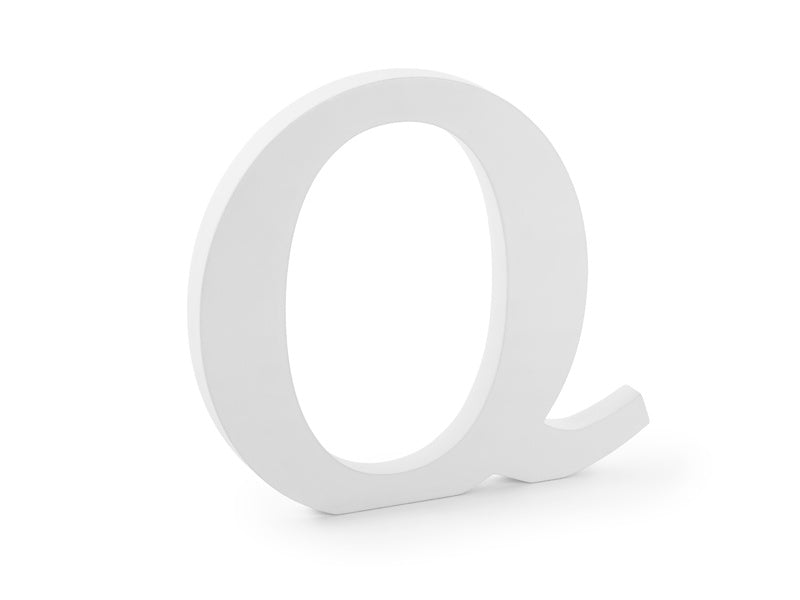 Biała litera Q Drewno 22,5 cm