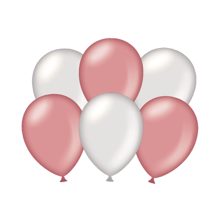Balony różowe/srebrne metaliczne 30 cm 6 szt.