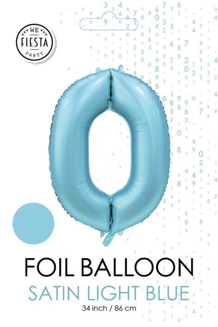 Jasnoniebieski balon foliowy 0 Rok Połysk 86 cm