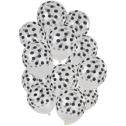 Balony w kropki czarne 30cm 15szt
