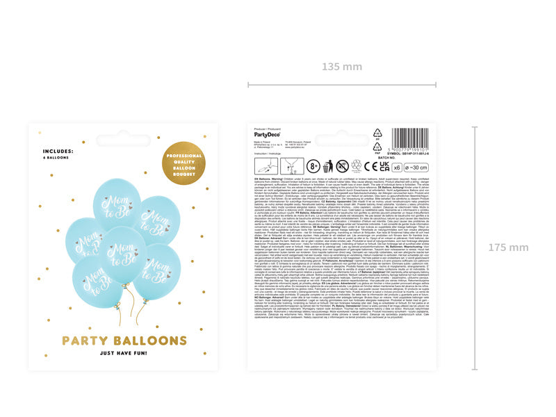 Balony Mamy Być Niebieskie 30cm 6szt
