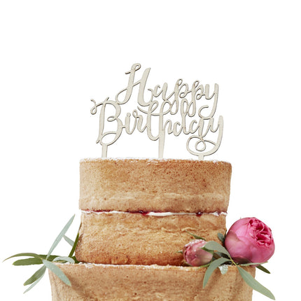 Happy Birthday Cake topper Drewno 12,5 cm