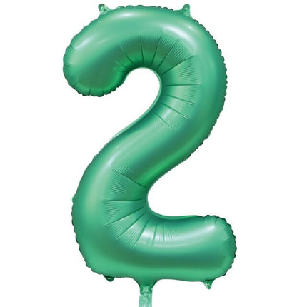 Balon z zieloną figurką 2 lata Błyszczący 86 cm