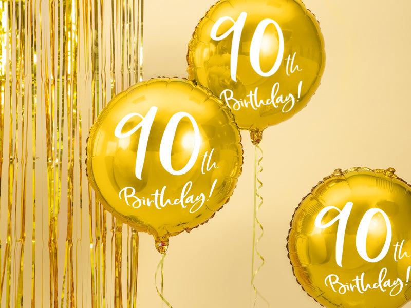 Balon helowy na 90 urodziny złoty pusty 45cm