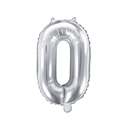 Balon z figurką 0 lat srebrny 35 cm