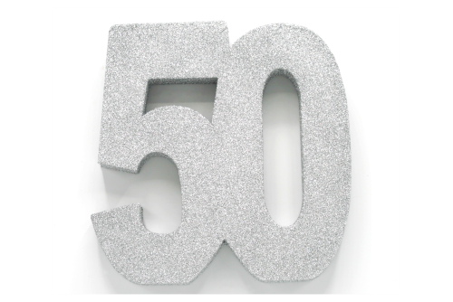 Srebrna figurka do dekoracji stołu 50 brokatów 20,5 cm