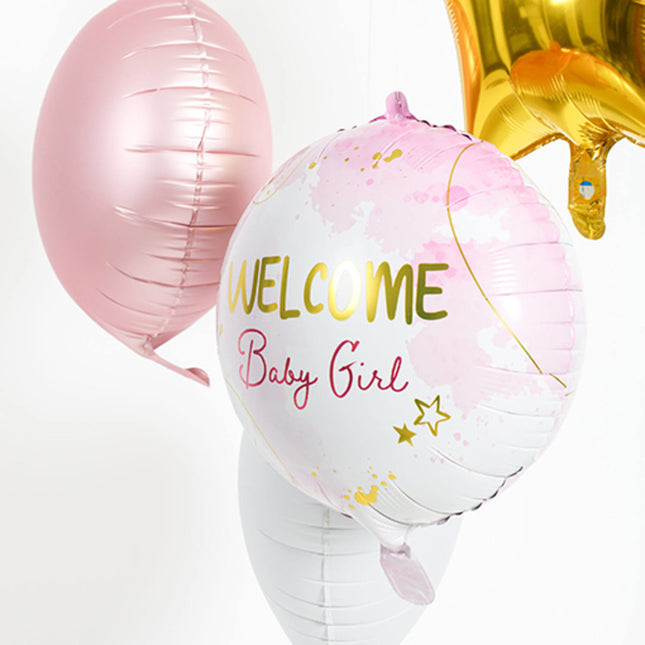 Balon helowy Welcome Girl różowy pusty 45 cm