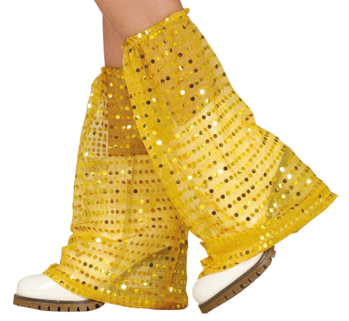 Złote legginsy cekiny organza