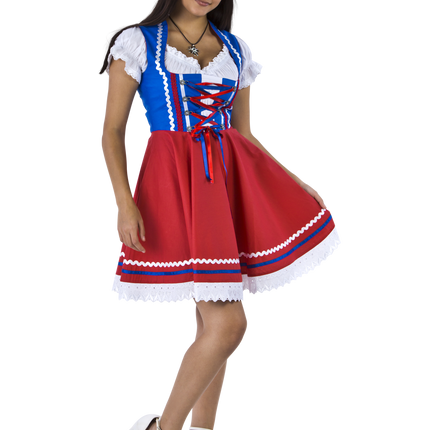 Oktoberfest Dirndl Dress Oktoberfest Red Blue Ladies 2 Pieces