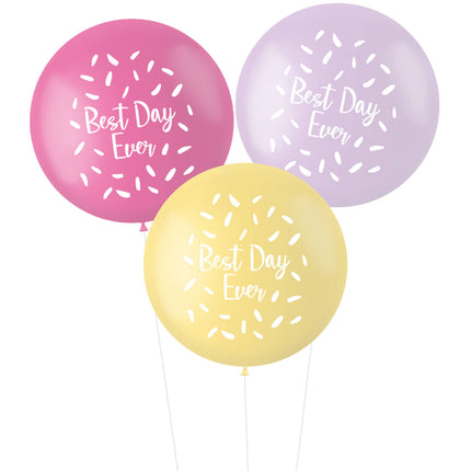 Balony Best Day Ever różowe 80cm 3szt.