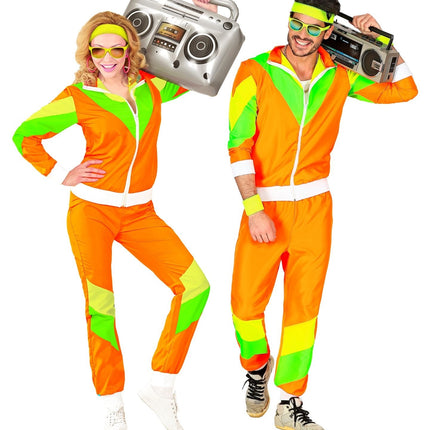Neonowy dres 80S Wadliwy zielono-pomarańczowy