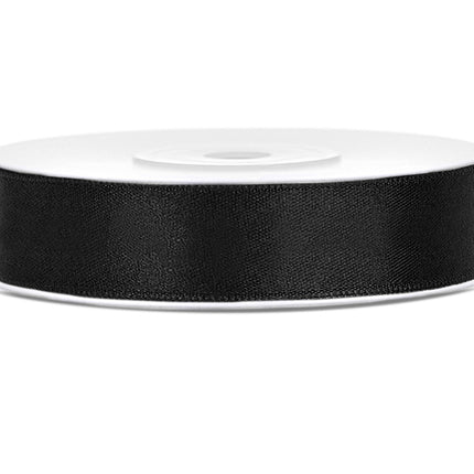 Wstążka satynowa czarna 12 mm 25 m