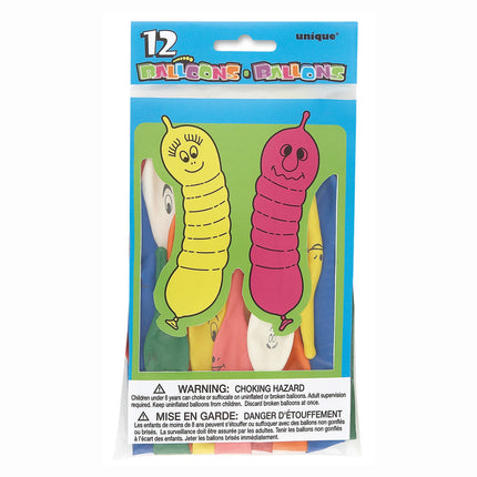 Balony Robaczki Kolorowe 22cm 12szt
