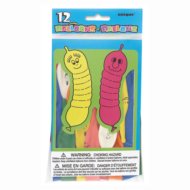 Balony Robaczki Kolorowe 22cm 12szt