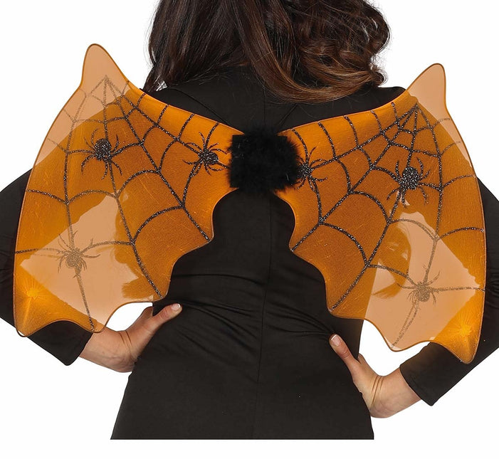 Pomarańczowy nietoperz ze skrzydłami na Halloween 60 cm