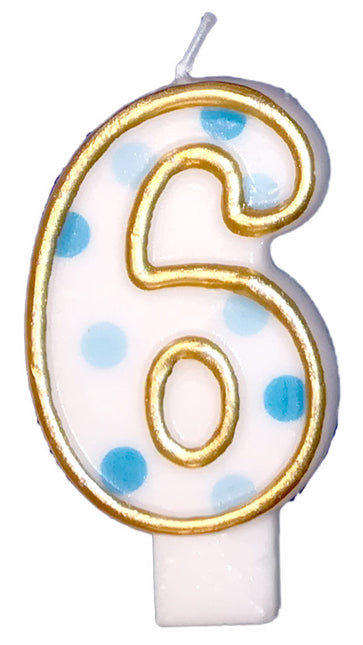 Świeca 6 lat Niebieskie kropki 8,5 cm