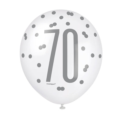 Balony 70 lat kropki 30cm 6szt