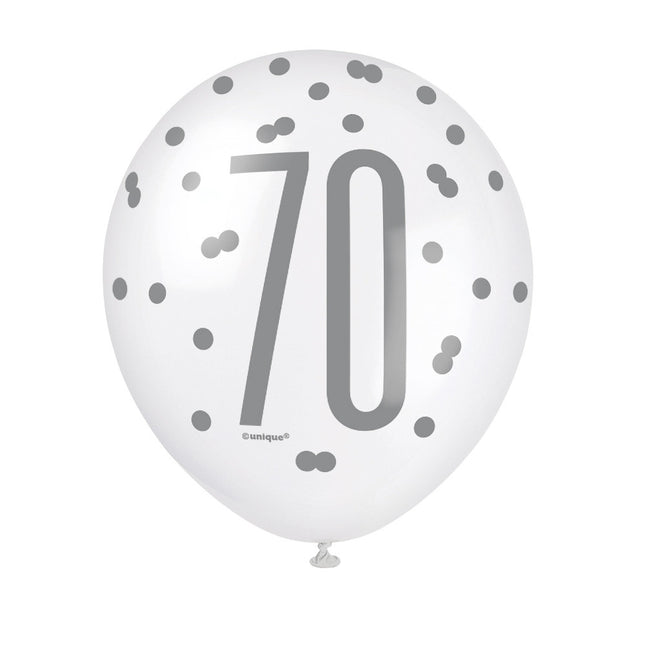 Balony 70 lat kropki 30cm 6szt