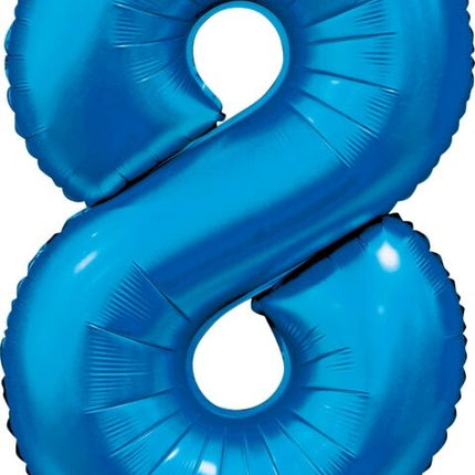 Niebieski balon z figurką 8 lat, połysk 86 cm