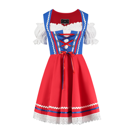 Oktoberfest Dirndl Dress Oktoberfest Red Blue Ladies 2 Pieces