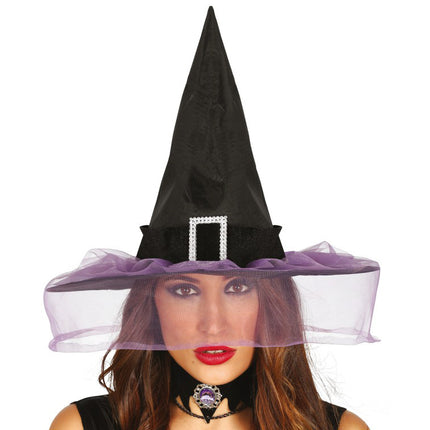 Kapelusz czarownicy na Halloween - fioletowy