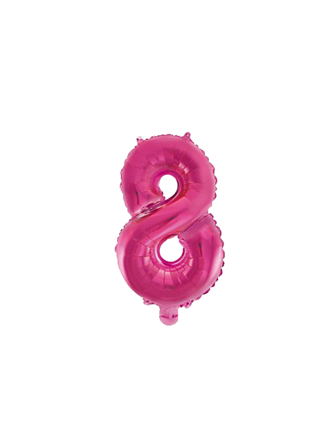 Balon foliowy Figurka 8 różowy 41 cm ze słomką
