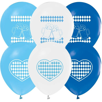 Balony na Oktoberfest niebiesko-białe 30 cm 8 szt.