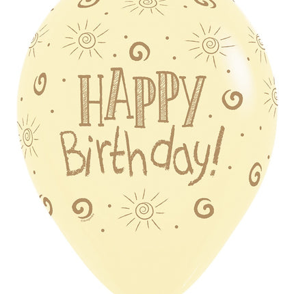 Balony Happy Birthday Sun Pastel Matte Mix 30cm 25szt