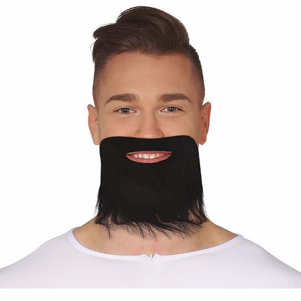 Czarna sztuczna broda z wąsami