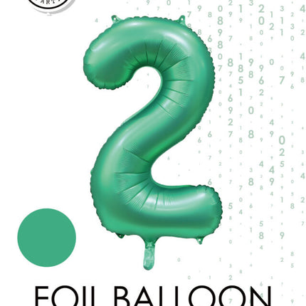 Balon z zieloną figurką 2 lata Błyszczący 86 cm