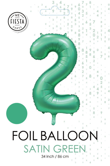 Balon z zieloną figurką 2 lata Błyszczący 86 cm