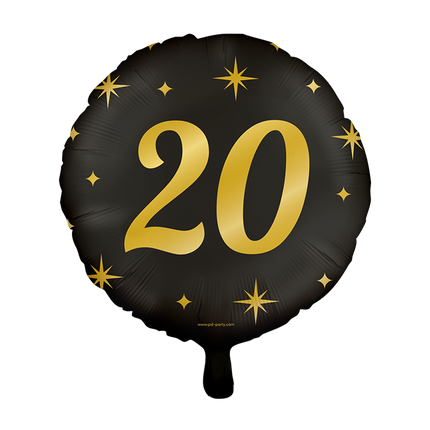 Złoto-czarny balon helowy 20 lat pusty