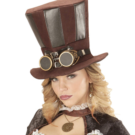 Kapelusz Steampunk High z okularami