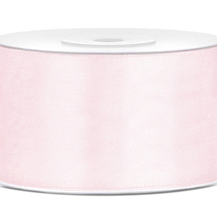 Wstążka satynowa jasnoróżowa pastelowa 38 mm 25 m