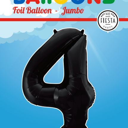 Balon foliowy Figurka 4 Czarny XL 86cm pusty