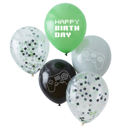 Balony na imprezę gamingową Happy Birthday 30cm 5szt