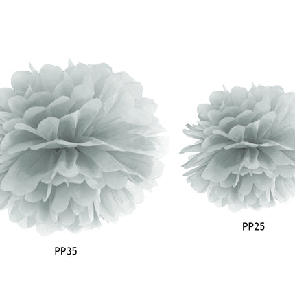 Pompon srebrny 25 cm