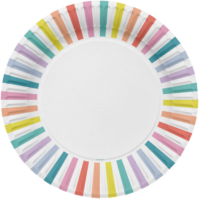 Talerze Stripes Pastel 23cm 8szt